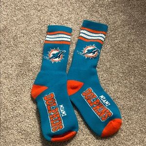 Miami Dolphins Blue and Orange Socks